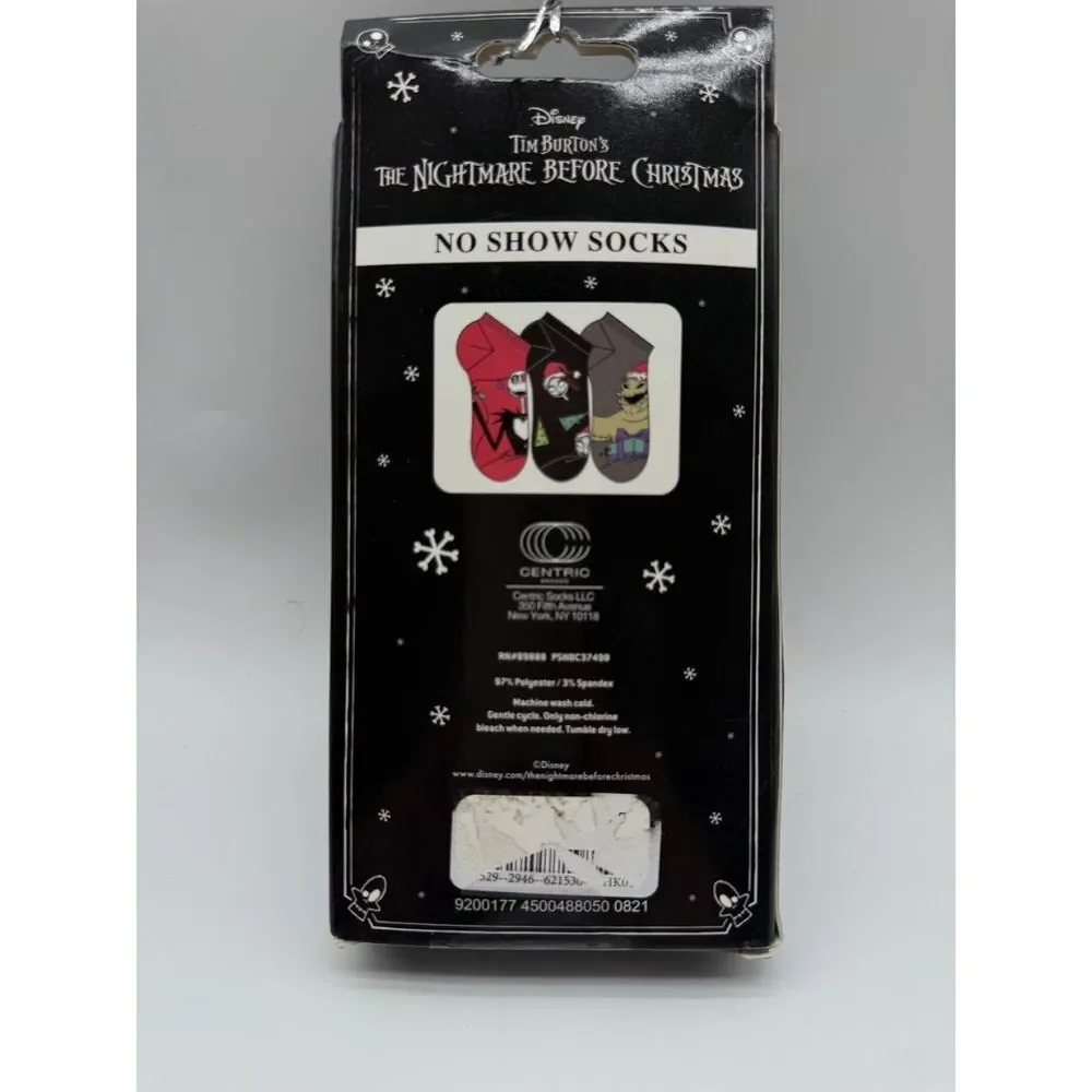 The Nightmare Before Christmas No Show Socks - (3) Pack